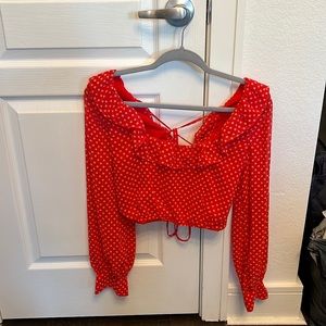 LOVERS & FRIENDS. Size Small. Polka Dot Long Sleeve Shirt.